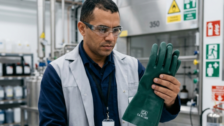 Leia mais sobre o artigo Como escolher luvas de segurança para manuseio de produtos químicos pelo tipo de substância?